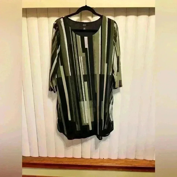 NWOT Alfani Printed Mesh Tunic, brand new never worn. Army green mixed color - Picture 11 of 15